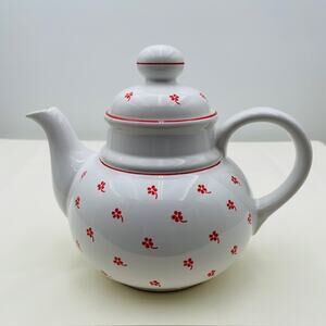Vintage Sodahl Daisy Red Tea Pot - Made in Germany For Sodahl Denmark